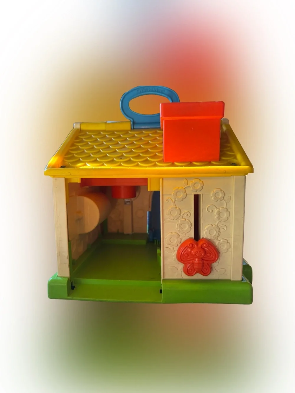 Vtg 1984 Fisher-Price Yellow Roof Blue Door Little People Playhouse